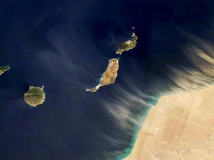 Calima Saharan dust haze over Lanzarote
