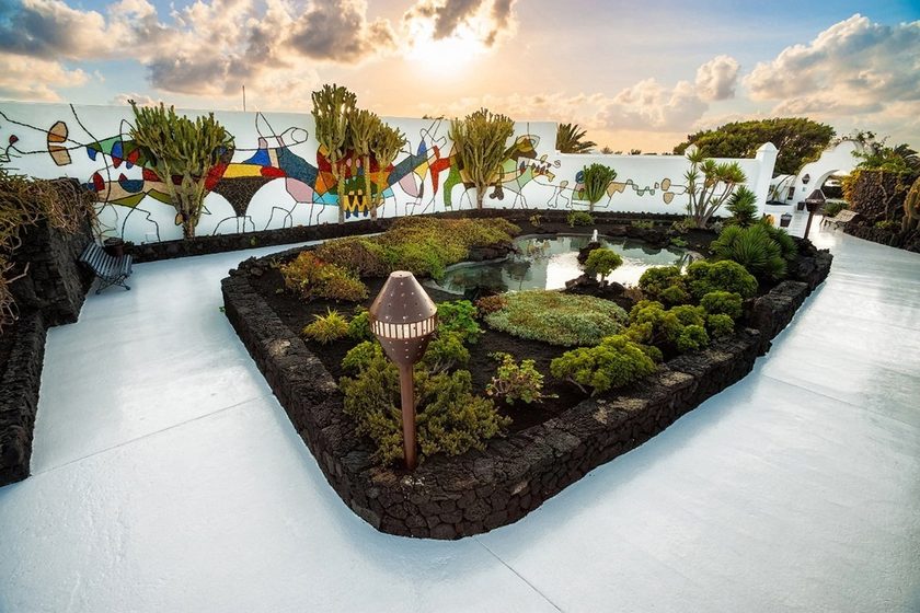 Fundacion Cesar Manrique Foundation Lanzarote — the artists home built inside five volcanic lava bubbles with palm trees and white architecture